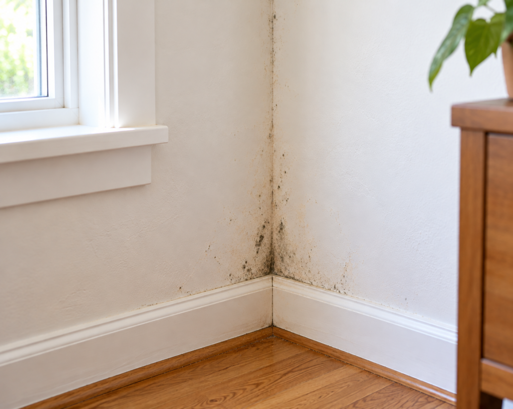 Wall Mildew in Exterior Wall Corner